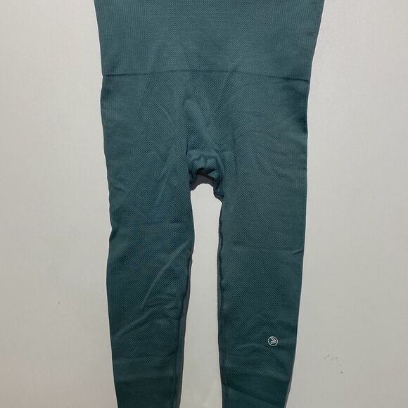 Savvi Women's Green Wide Elastic Waistband Textured Tights Leggings Large - Picture 1 of 8